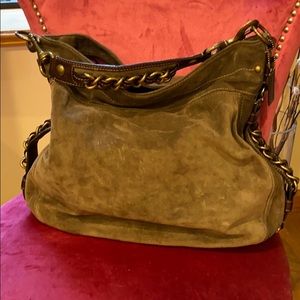 Coach Leather Suede Taupe Satchel